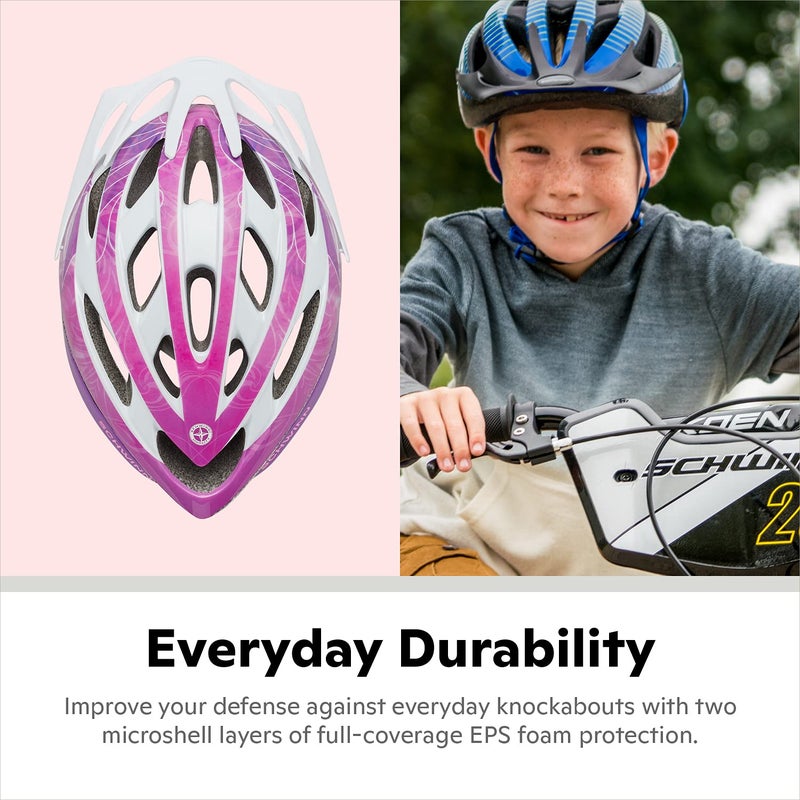 Schwinn Thrasher Kids Bike Helmet, Boys And Girls, Fits 50 - 54cm Circumference, Ages 5-8 Year Olds, Lightweight, Detachable Visor, CPSC Safety Certified, Child, Purple Pattern - Image 4
